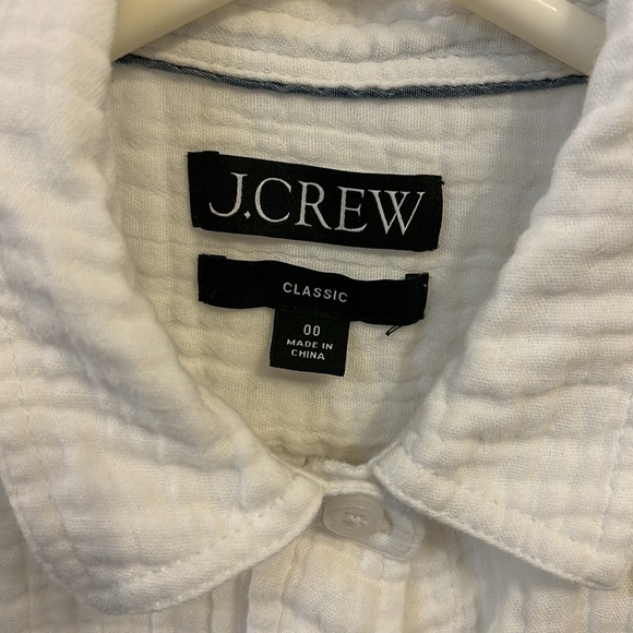 J.Crew soft textured white top worn under a sweater or unbuttoned over a tee. - Picture 2 of 4